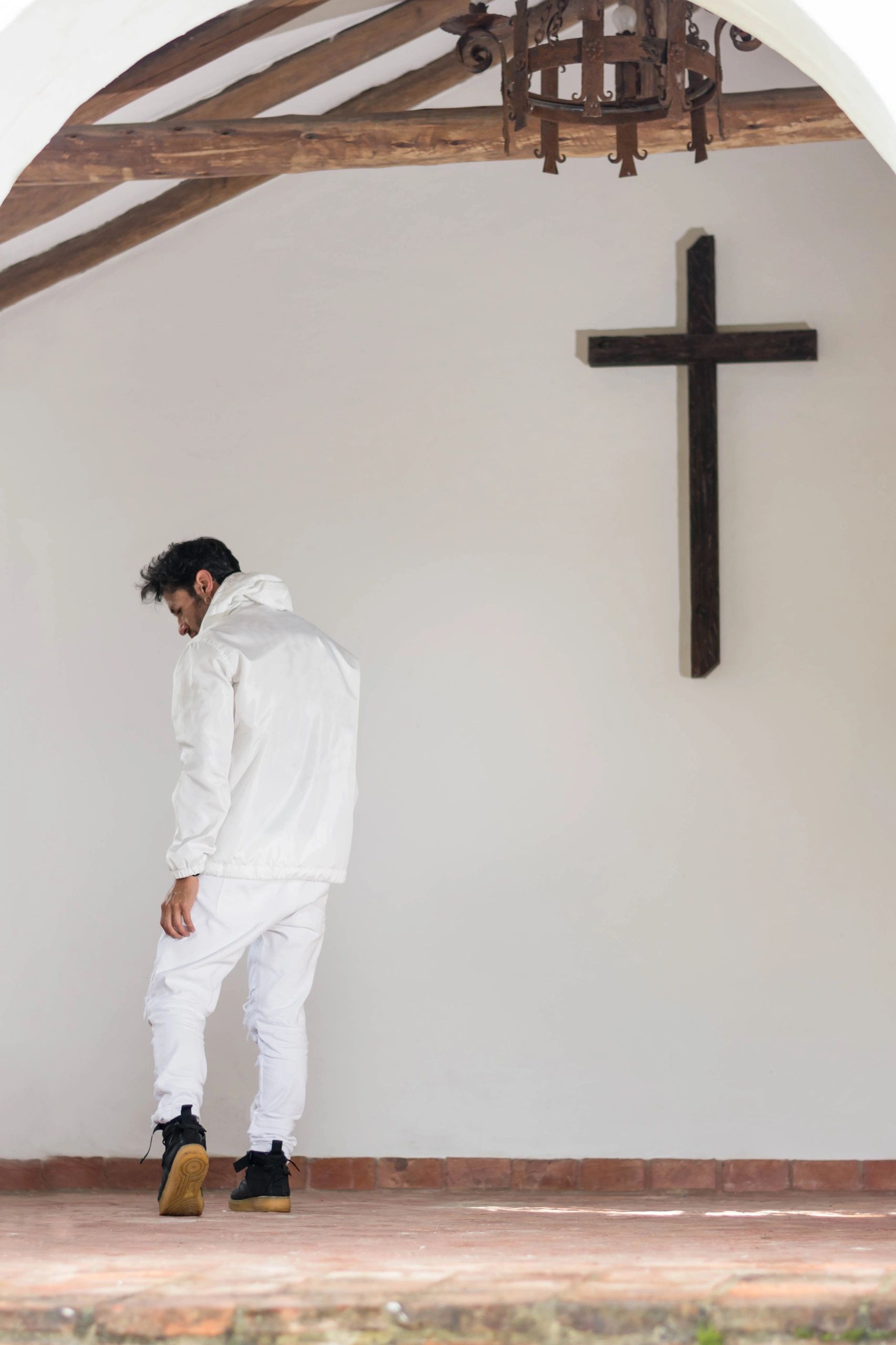 Church leader walking inside a Christian church