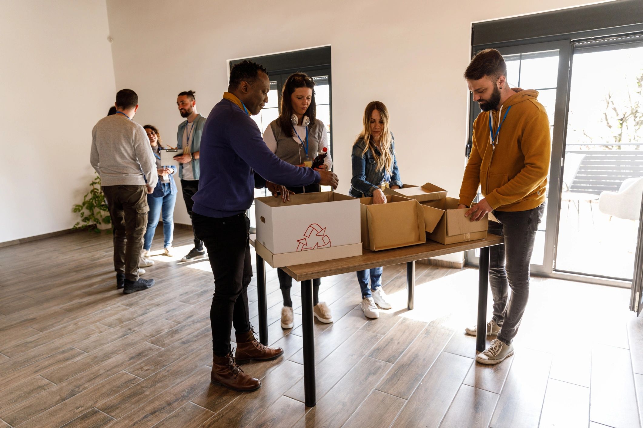 Community volunteers serving together