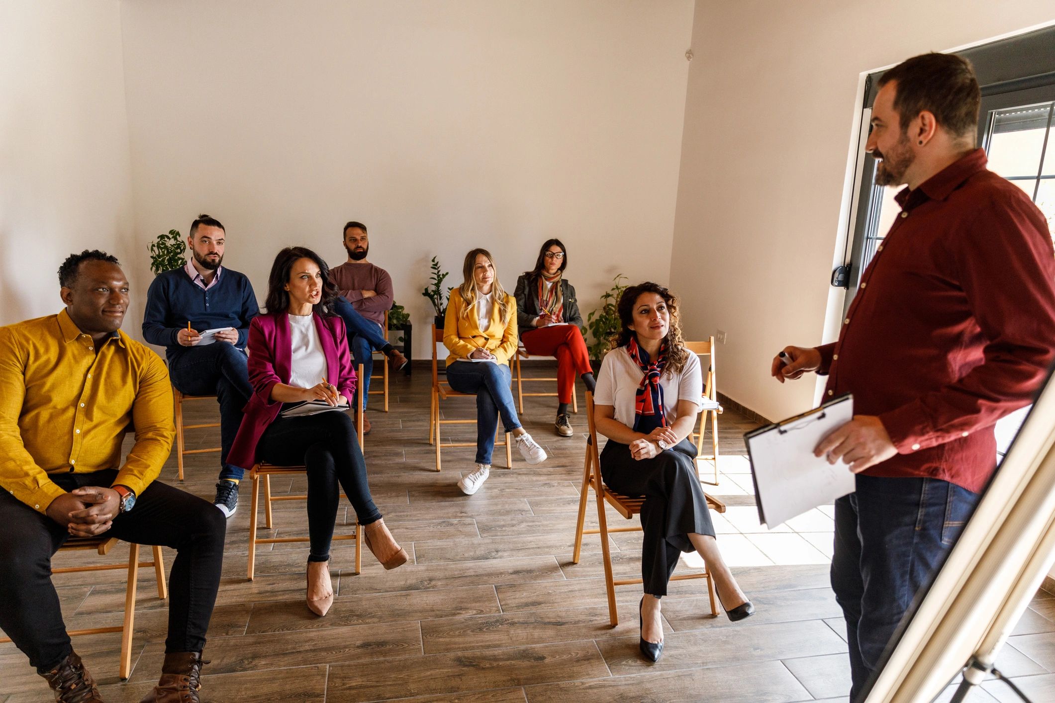 Leader sharing guidance with a group